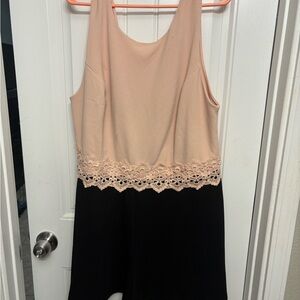 Forever 21 Peach and Black Lace Trim Jumpsuit